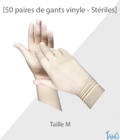 BOÎTE DE 50 PAIRES DE GANTS VINYLE STERILES - Taille 7/8 - M