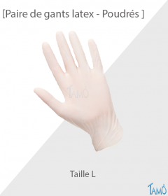 PAIRE DE GANTS LATEX POUDRES - Taille 8/9 - L