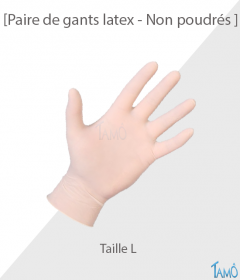 PAIRE DE GANTS LATEX NON POUDRES - Taille 8/9 - L