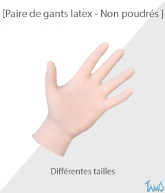  PAIRE DE GANTS LATEX NON POUDRES - Différentes tailles