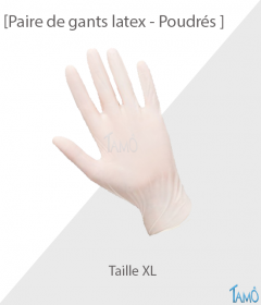 Paire de gants latex poudres taille 9/10 XL