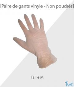 PAIRE DE GANTS VINYLE NON POUDRES - Tailles 7/8 - M
