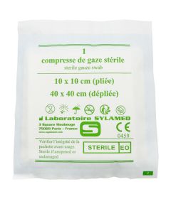 100 compresses tissées stériles 10 cm x 10 cm