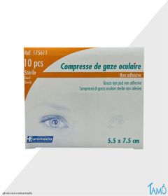 10 Compresses Ophtalmiques Stériles - 7.5cm x 5.5 cm