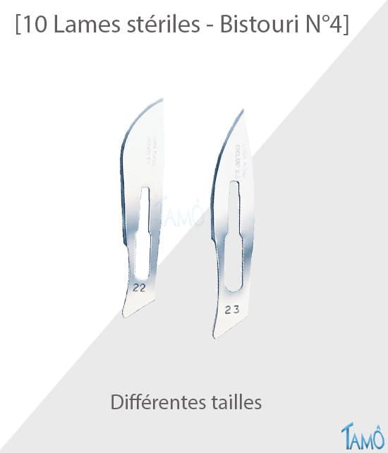 10 Lames stériles pour manche bistouri N°4