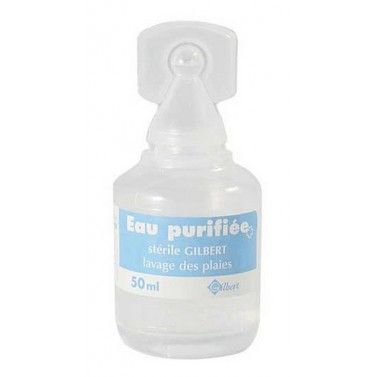 dosette eau stérile 50 ml en vue de face sur fond neutre