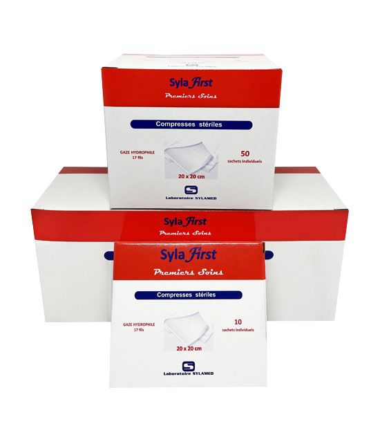 Compresses tissées stériles 5cm x 5cm