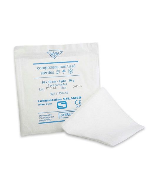 Boîte distributrice de 50 sachets de 5 compresses gaze hydrophile stériles 7,5 x 7,5 cm