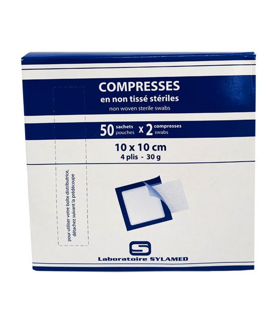 Compresses non tissées stériles 10cm x 10cm