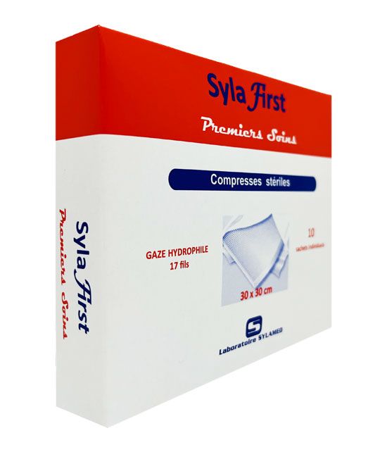 Compresses Tissées Stériles 7.5cm x 7.5cm par boîte de 10