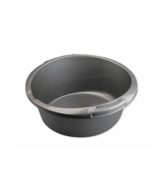 Cuvette ronde 10 L gris métal, dimensions 39 × 38 × 17 cm