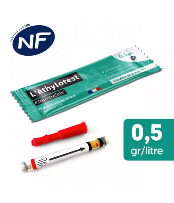 Ethylotest Turdus jetable NF 0,5 g/l en tube