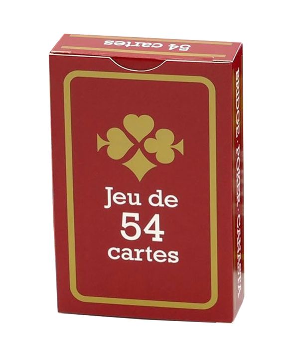 Jeu de cartes 54 cartes en étui rouge