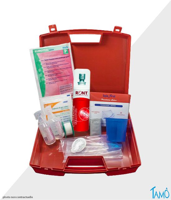 Le kit de secours A.E.S en cas d'exposition du sang. 