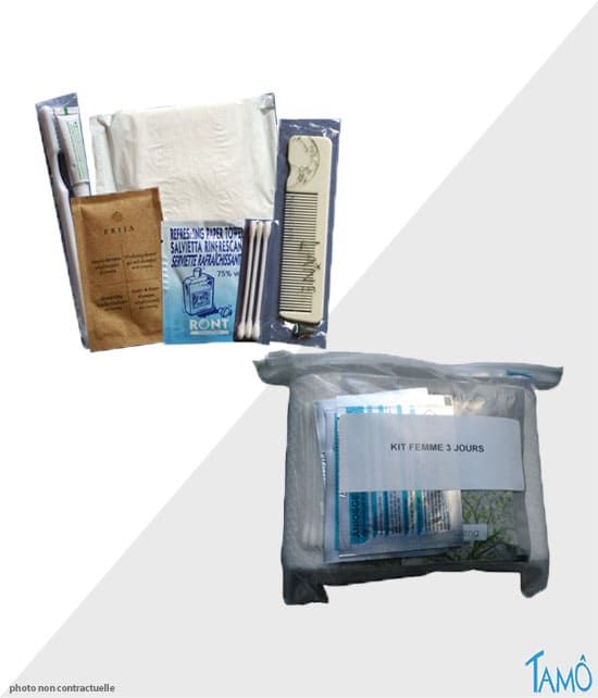 Kit d'hygiène destiné aux femmes pour 1 ou 3 jours