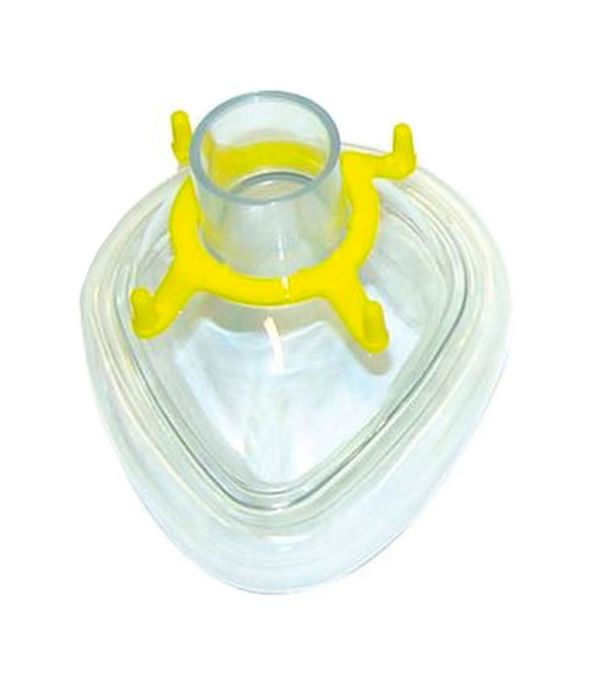 Masque à usage unique pour insuflateur DMT avec bourrelet gonflé et bague à crochets