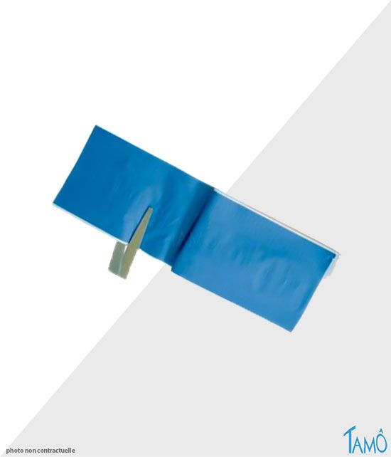 Rouleau de pansement détectable tissé en coton bleu.