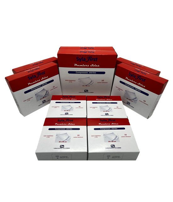 Sachet de compresses tissées stériles assorties