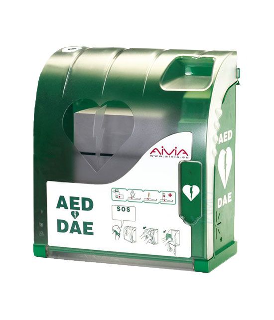 Armoire murale extérieur pour défibrillateur chauffée avec alarme