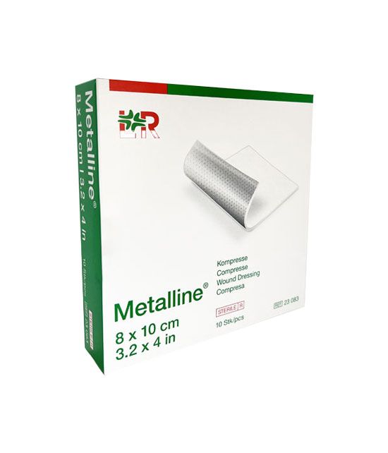 Une boîte de 10 compresses métallines de  8cm x 10cm