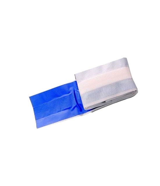 Rouleau de pansement détectable bleu de 8 cm x 1 m.