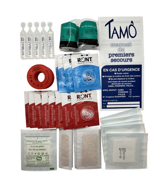 Les produits de secours contenus dans le sachet de soins 2