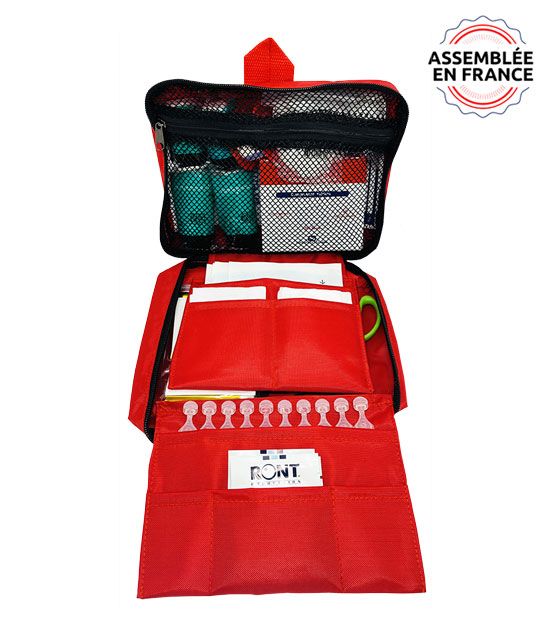 Trousse de secours souple pleine de 6 à 8 personnes rouge