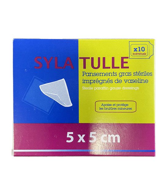 Tulle gras vaseliné de 5cm par 5cm