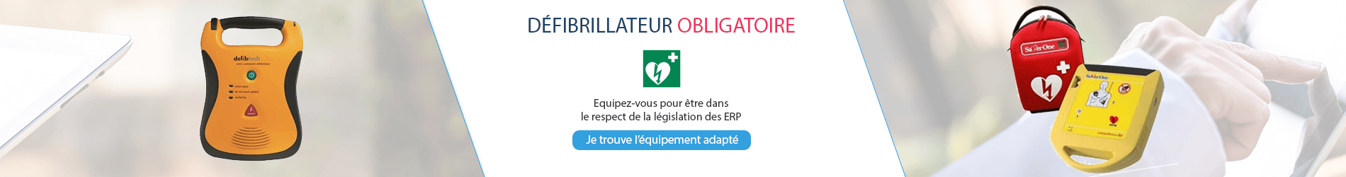 Bannière défibrillateurs obligatoires - législation ERP