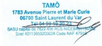 Tampon signé de l'entreprise Tamô